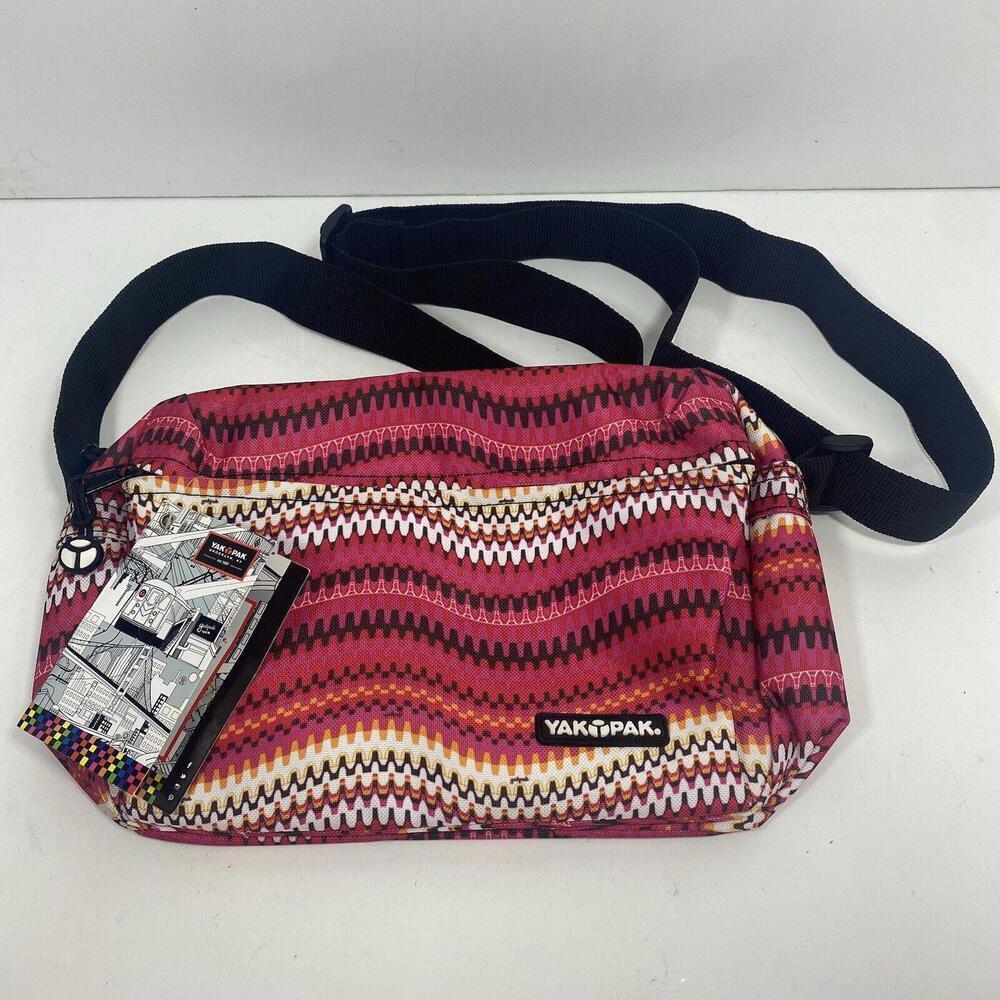 Yak Pak Colorful Pink Waves Crossbody Shoulder Tote Bag New With Tags